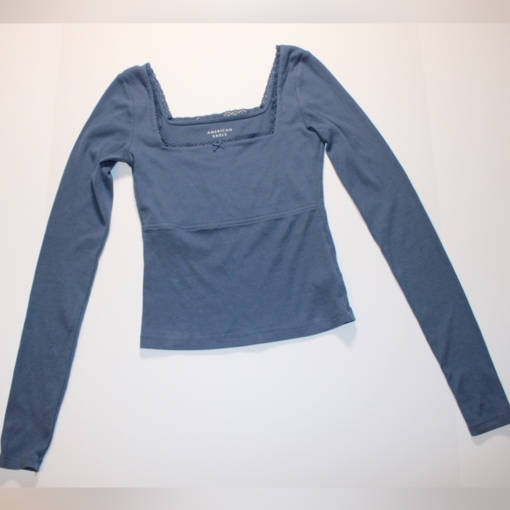 Hollister Women's ribbed Blue Long Sleeve Top